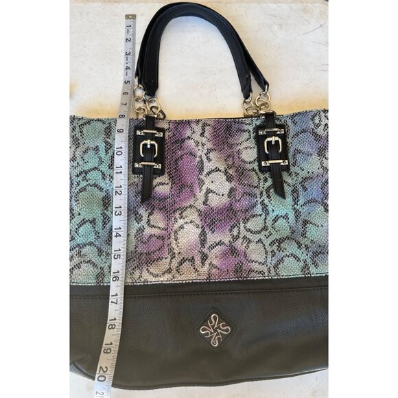 Vera Wang Metallic Purple Aqua Blue Gray Shoulder Purse Bag 12.5" Tall (READ) - Picture 13 of 16